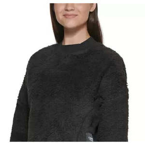Maglione Crop Top Nero in Maglia con Finta Pelliccia di Sherpa Taglia X-Large da Donna Calvin Klein - Product Image 2