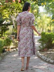 Indian hand block cotton short <b>dress</b> floral printed <b>dress</b> summer wear personalized bride wedding honeymoon <b>dress</b> gift for her - Product Image 2