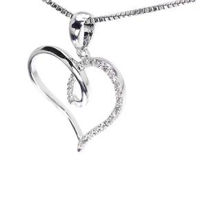 Pendentif coeur creux élégant avec diamants Moissanite blancs Charm collier de bijoux de fête en argent - Product Image 3