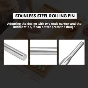 สินค้าขายดี ไม้รีดแป้งสแตนเลส ผิวเรียบ สำหรับทำขนม เบเกอรี่ อุปกรณ์ครัว ใช้ในโรงแรม ร้านอาหาร และบ้าน - Product Image 3