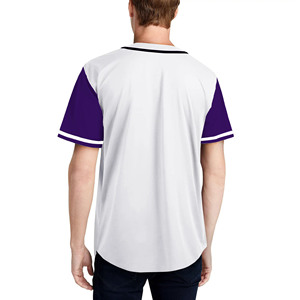 Maillot de Baseball blanc et violet Premium Teamwear tissu évacuant l'humidité ajustement professionnel uniforme de sport personnalisable - Product Image 2