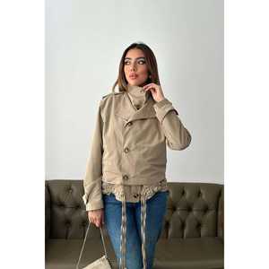 Veste courte utilitaire double couche kaki clair coupe-vent en gros - Product Image 5