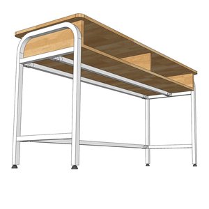 Bureau d'enseignant double moderne UNI 04 avec tiroirs, en bois d'hévéa et pieds en fer, assemblage requis PSD022 - Product Image 6