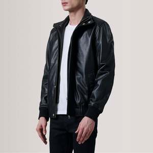 Chaqueta Bomber de Piel de Oveja Genuina Lester, Talla XS, Negra, Reversible, con Cierre de Cremallera, Bordada, Impermeable, para Otoño - Product Image 3