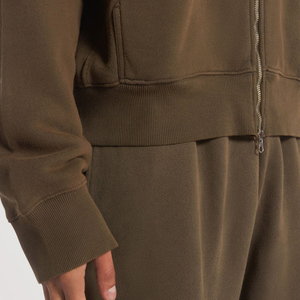 Sweat à capuche surdimensionné en coton 500 g/m² imprimé personnalisé Sweat à capuche pour hommes basiques sans ficelle Sweat à capuche zippé vierge en molleton épais - Product Image 5