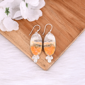 Nouveauté : Boucles d'oreilles pendantes en laiton plaqué or jaune avec pierre précieuse naturelle Jaspe Abeille, Fabricant de bijoux sur mesure - Product Image 2