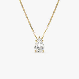 Collier captivant en or 14 carats avec diamant de laboratoire en forme de poire à cinq griffes, 1,25 ct, E-F VS, pour fiançailles, fête, cadeau de joaillerie fine - Product Image 1