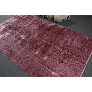 พรมวินเทจขนาดใหญ่ 5x8.4 ฟุต พรมตุรกี พรมลายสัตว์สีแดง - Product Image 4