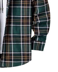 Manufacturer Custom Mens Green Black Plaid <b>Flannel</b> Shirt Button Down Long Sleeve Casual Winter Check Shirt Soft Warm <b>Overshirt</b> - Product Image 6