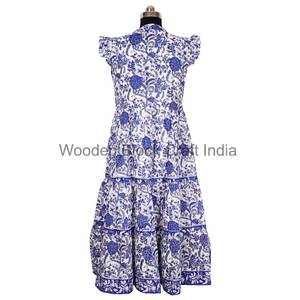 Robe mi-longue trapèze pour femme, en coton 100%, imprimé floral, écologique, logo sur le devant, nouvelle collection, décontractée, pour le soir - Product Image 6