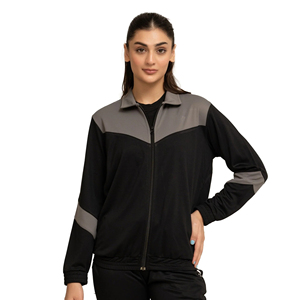 Women's Solid Hooded V-neck Logo Casual Sporty Breathable Fleece 100% Cotton Lightweight 2-in-1 Winter Tracksuit Side Pockets - Product Image 2