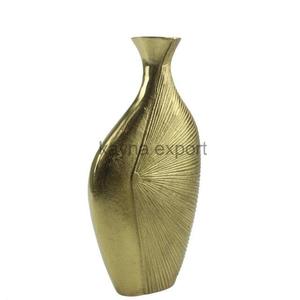 Nouvelle création, vase en métal aluminium élégant, décoration de table, finition dorée, motif rayé, vases en métal, décoration de mariage - Product Image 1