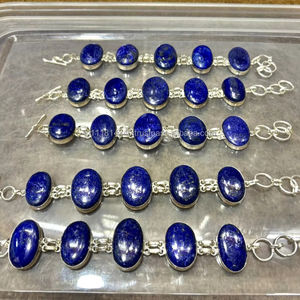 Pulsera cabujón Lapiz Lazuli de Plata de Ley 925 Natural, pulsera de piedra múltiple, regalo de joyería de plata de Ley 925 para mujer - Product Image 2