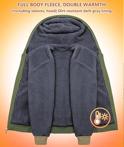 Sweat-shirt à capuche en polaire pour homme, veste à capuche épaisse, hiver chaud, décontracté, imprimé numérique uni, sweat-shirt de sport - Product Image 2