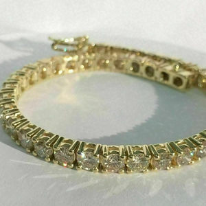 7Ct Round Brilliant Cut Moissanite Diamond Tennis Bracelet 14K Chapado en oro amarillo - Product Image 1