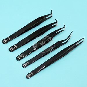 Fibre pointe incurvée noir classique faux cils pince à épiler Extension de cils méga Volume cils ventilateurs isolation de démarrage pince à épiler outils de maquillage - Product Image 3