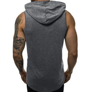 Sudadera con capucha sin mangas para hombre Fitness algodón actividades al aire libre correr gimnasio entrenamiento sin mangas pulóver sudaderas con capucha - Product Image 2