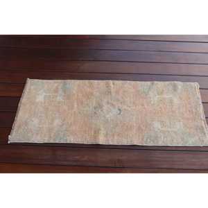 Turkish Rug, Small 1,2x3,2 ft Vintage Rug, <b>Brown</b> Striped <b>Wool</b> Rug - Product Image 3