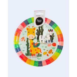 Assiettes jetables pour fête sur le thème des animaux de la jungle, 23 cm, lot de 8, fournitures de fête - Product Image 1