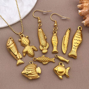 Pendentifs personnalisés en acier inoxydable 316L plaqué or 14k 18k, anti-ternissement, en forme de poisson, pour la fabrication de colliers, bracelets et bijoux - Product Image 4