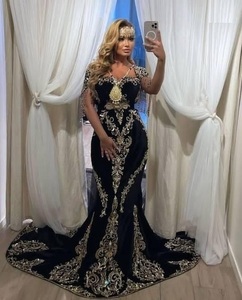 Vestido caftán de Oriente Medio ELEGANT---PARTY-WEAR, adornado con cuentas de cristal doradas, piedra, trabajo DABKA, 2023 - Product Image 1