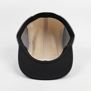 Casquette de baseball à visière courte 5 panneaux beige gris noir unisexe en toile décontractée respirante imperméable broderie 3D vente en gros personnalisée - Product Image 5