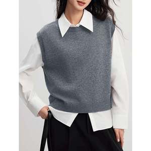 Gilet en tricot acrylique gris sans manches pour femme JOYSONS - Product Image 3