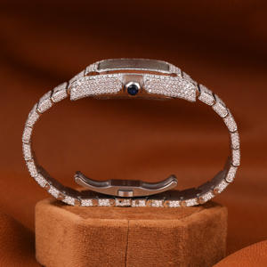 Reloj de pulsera de diamantes de moissanita con esfera árabe roja personalizada para hombre, lujoso reloj de pulsera de cristal automático HipHop, regalo perfecto - Product Image 5