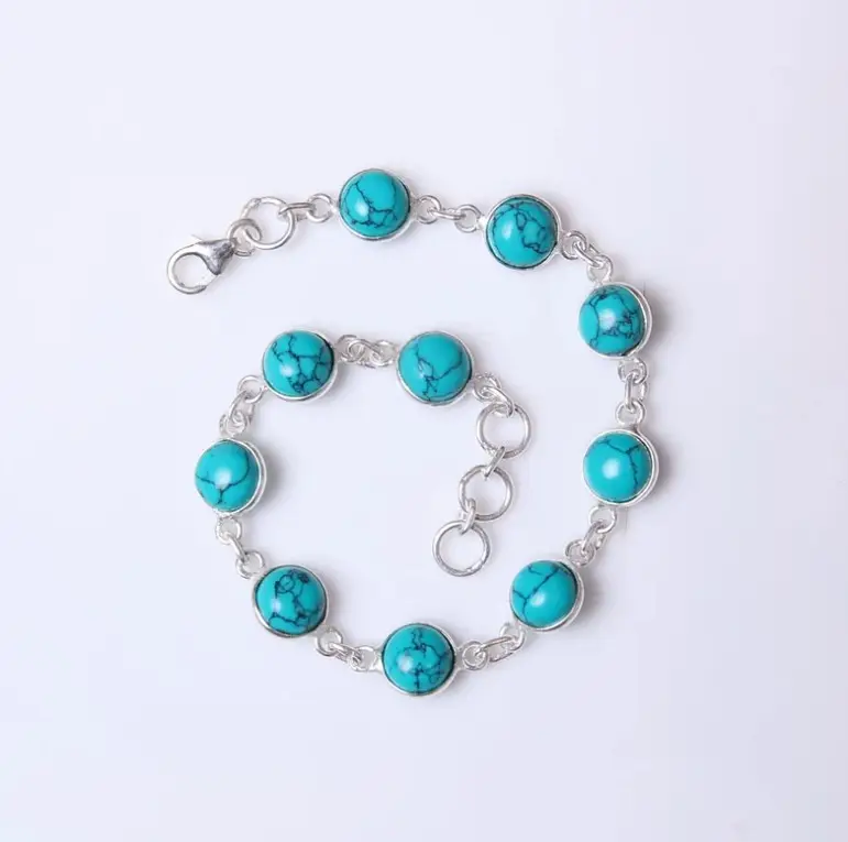 Top Quality Turquoise Bracelet for Women Turquoise Gemstone Jewelry 925 Sterling Silver Bracelet Wedding Jewelry Supply