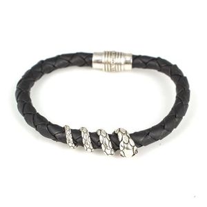 925 Sterling Silver <b>Leather</b> Snake Charm <b>Bracelet</b> Fashionable Charm <b>Bracelets</b> - Product Image 2