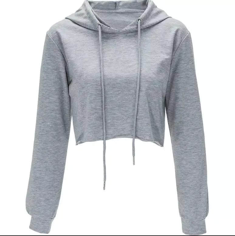 Yeni moda kadın kırpma üst Hoodies kapüşonlu eşofman üstü bahar uzun kollu elbise kısa spor yeni kadın kazaklar Tops Hoodie