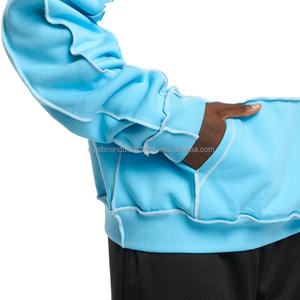 Custom Heavyweight Boxy Y2K Style Men's Reversible Fleece Pullover <b>Hoodie</b> with Reverse <b>Stitch</b> and Dropped Shoulder - Product Image 2