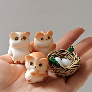 Cartoon Uil Vogelkooi Vogelnest Sprookjesachtige Tuin Miniaturen Diermodel Figuren Diy Terrarium Mos Landschap Figuur - Product Image 5