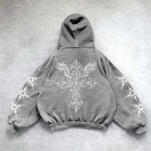 Personalizado 500 Gsm 400gsm Tela Hombres Sudaderas Algodón En Blanco Casual Sudadera con capucha de gran tamaño de impresión en relieve logotipo para Unisex - Product Image 6