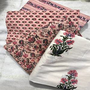 High Quality Eco-Friendly Soft <b>Pink</b> Floral Plain Indian Cotton <b>Dress</b> Fabric <b>for</b> <b>Girls</b> & Boys by Yard Indian Origin - Product Image 6