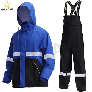 Combinaison de pluie pour homme, vêtements de travail robustes, veste imperméable avec pantalon, 3 pièces - Product Image 6