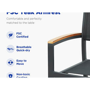 HIGOLD - Juego de Comedor Extensible de Teca Contemporáneo para 10 Personas, Mesa y Sillas Modernas para Exteriores, Poliéster PE Resistente para Jardín - Product Image 6