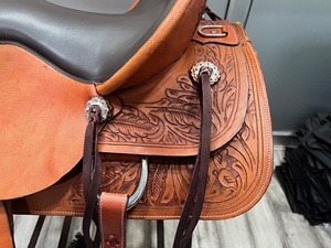 Selle de cheval occidentale en cuir indien Tan de haute qualité taille personnalisable avec arbre en plastique disponible en gros - Product Image 2