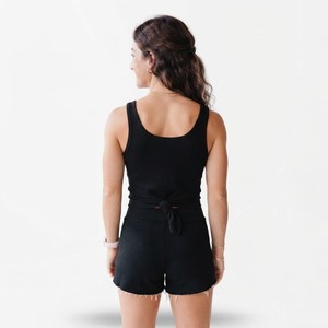 HAWK EYE SPORTS Top de Yoga Corto de Punto para Mujer, Sensación de Segunda Piel, Color Sólido, Espalda Recortada, Transpirable, Poliéster/Algodón 220g - Product Image 5