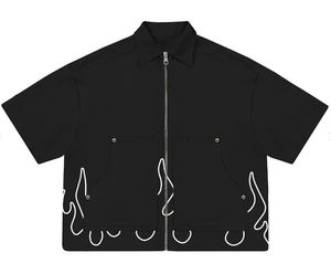 Haut en coton imprimé logo vintage personnalisé Crop Boxy Fit chemise à col zippé avec nouvelle poche à manches courtes à la mode Design vierge - Product Image 6