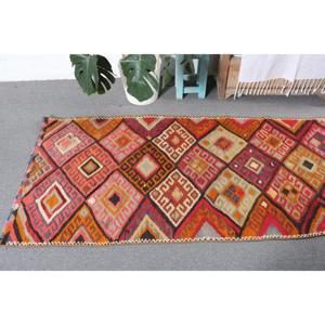 Tapis turc vintage, tapis Kilim 2,7x9,4 pieds, tapis persan rouge orangé - Product Image 5