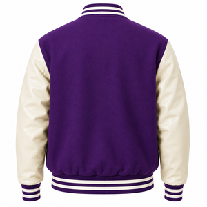 SINEWY Men's <b>Purple</b> Varsity Jacket With NY Embroidery Preppy Style Turn-down Collar Regular Fit Autumn Wear - Product Image 2