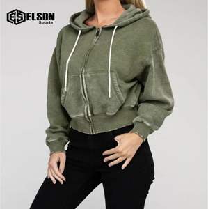 Latest Design Streetwear Acid Wash <b>Hoodie</b> <b>Bleached</b> Sweatshirt Oversized Zip up Gray Breathable Fabric - Product Image 6
