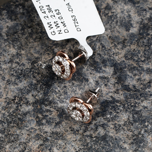 Venta al por mayor disponible elegante 14K oro rosa diamante natural flor Stud pendientes hecho a mano diseño floral joyería para mujer - Product Image 5