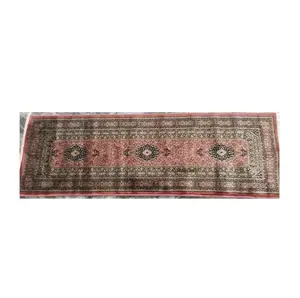 印度供应商提供的手工棉丝绸粉色清真寺流道地毯尺寸2x 6英尺复古区域地毯