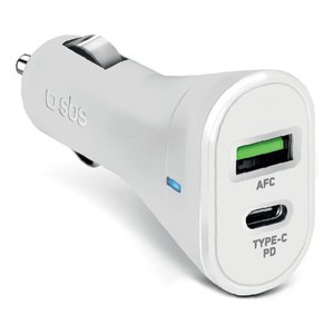Cargador de Coche TECRPD20W con Doble Salida USB Tipo-A y Tipo-C, 20W, Accendisigari, Cargabaterías, Adaptadores de Viaje Blancos - Product Image 1
