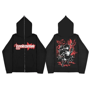 Sudadera con capucha y cremallera completa de estilo urbano, diseño personalizado OEM, con cremallera exterior en la capucha. - Product Image 4