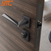 Serrure de porte moderne YMC en bois massif noir avec poignée silencieuse en aluminium pour chambre à coucher, quincaillerie de maison, vente en gros
