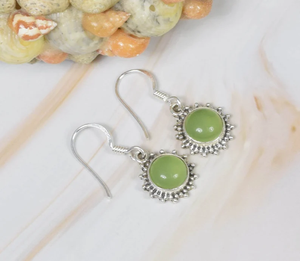 Modern Fashion Dangle <b>Earrings</b> Handmade 925 Sterling Silver with Green Prehnite Luxury <b>Hook</b> Flower Jewelry-Wholesale - Product Image 2