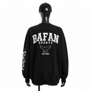 Sudadera Extra Grande para Mujer, 320 GSM, Algodón y Poliéster, Felpa, Manga Negra con Panel, Estampado Puff, Logotipo Personalizado, Transpirable - Product Image 2